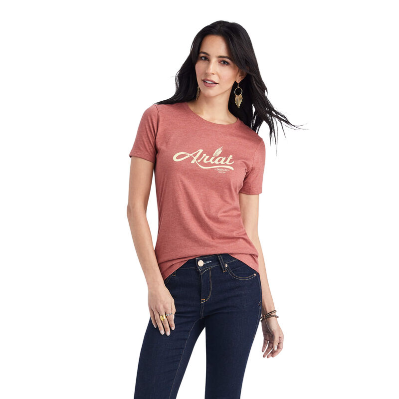 Camisetas Ariat Wheat Script Coral Mujer - Chile 968-PIHSVO